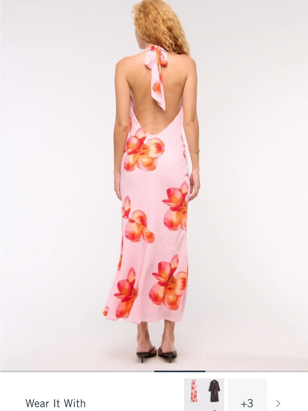 Abercrombie & Fitch Pink Halter Maxi Dress with Orange Floral Print